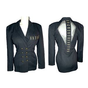 IN LOVE BY Carling Black Embellished Military Style Jacket Made in France T1 S